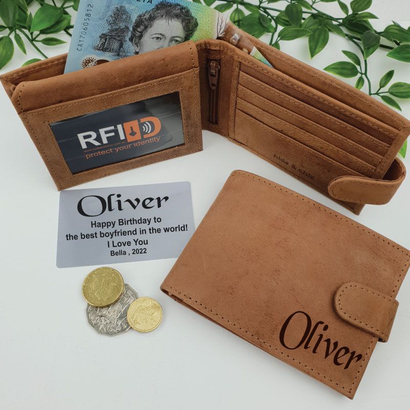 Birthday Cow Hide Mens Leather Wallet