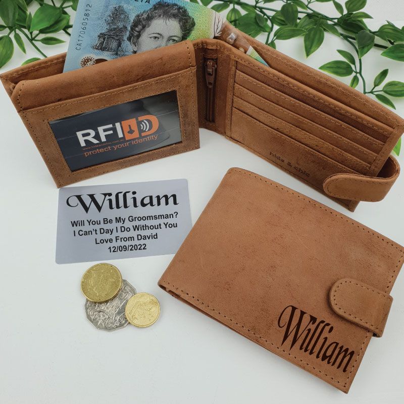Groomsman Cow Hide Mens Leather Wallet