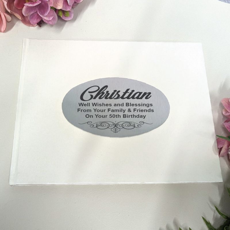 50th Birthday Guest Book A4 Cream