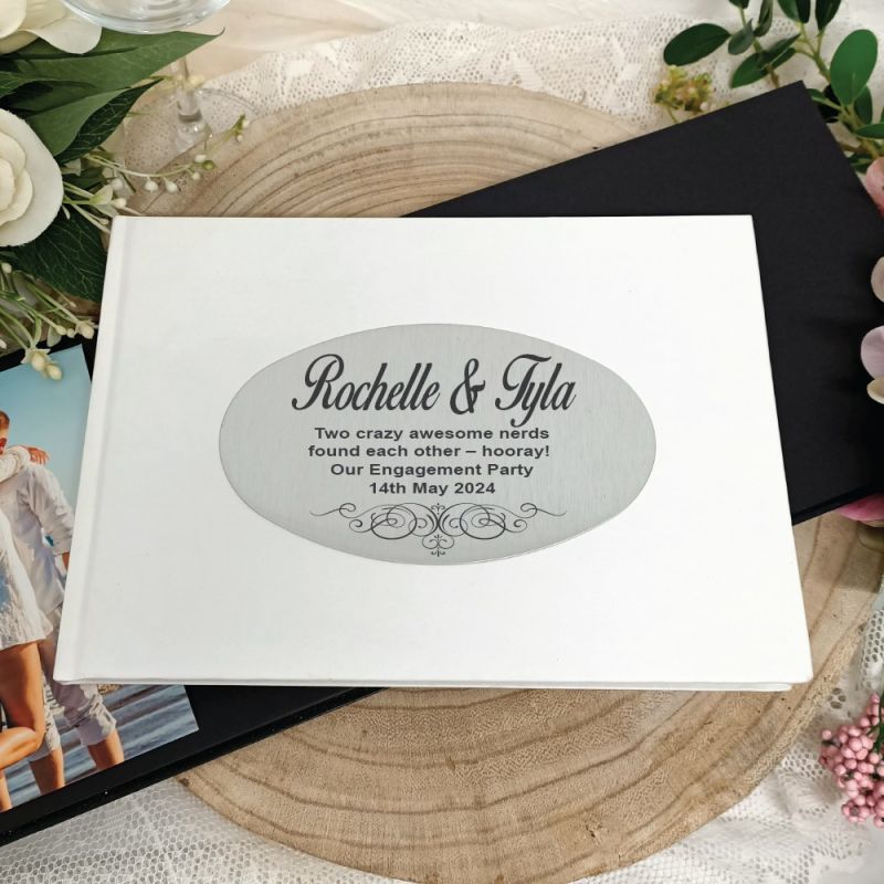 Personalised White Engagement Guest Book