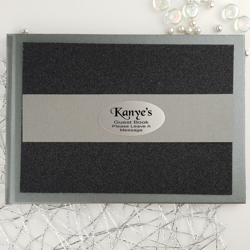 Personalised Glitter Guest Book- Black