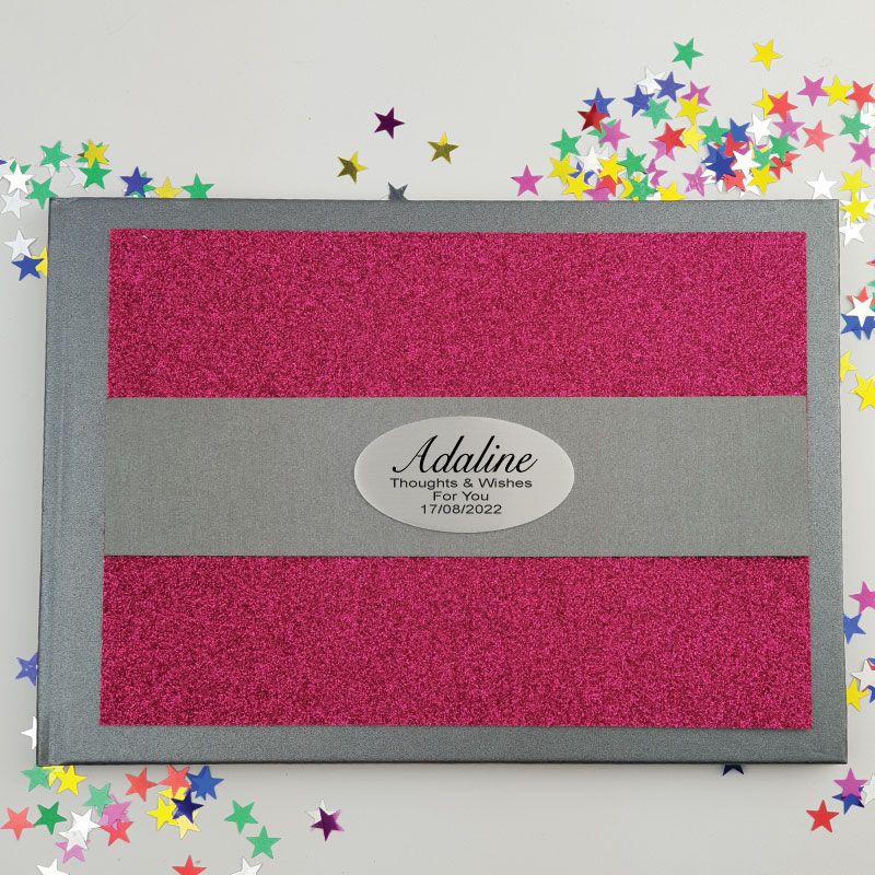 Personalised Glitter Guest Book- Pink 
