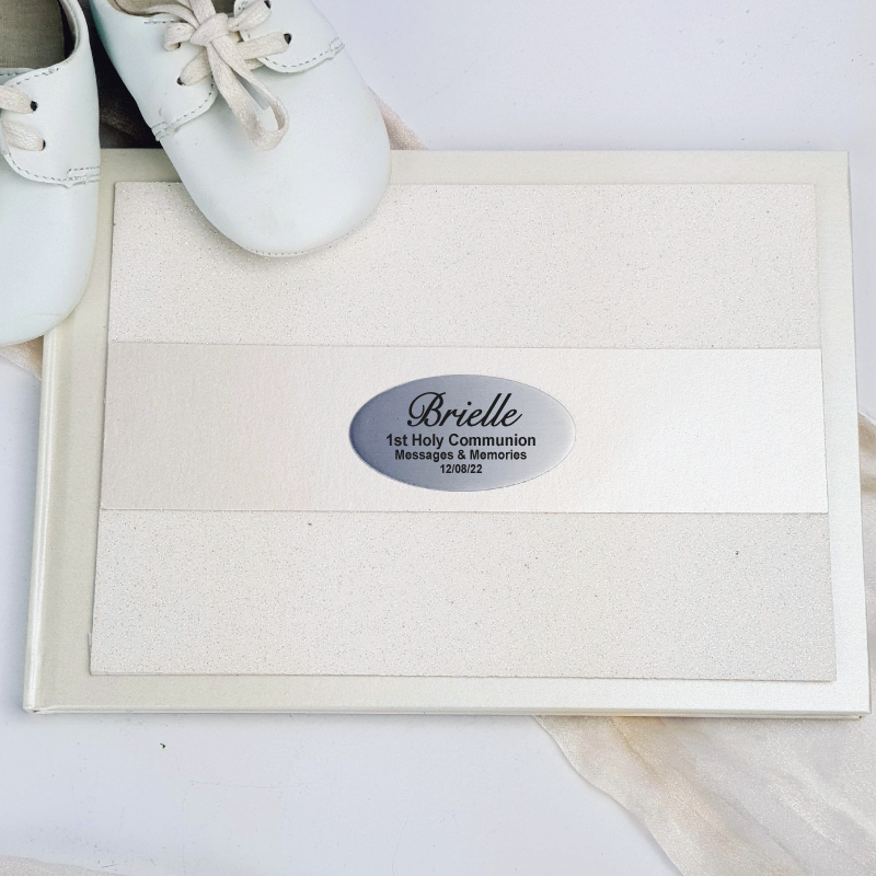 Communion Guest Book Album Cream Glitter