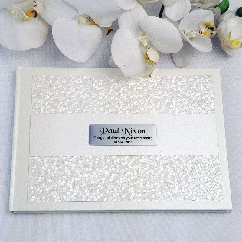 Retirement Guest Book Keepsake Album- Cream Pebble