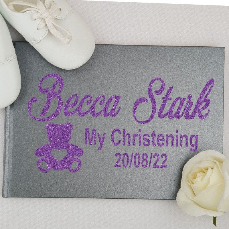 Christening Guest Book Keepsake Album - Black A5