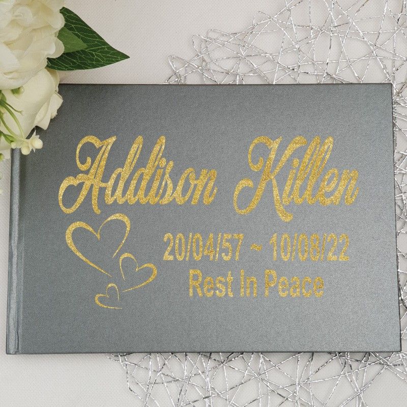 Funeral Guest Book Memorial Album - Black  A5