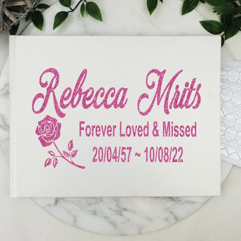 Funeral Guest Book Memorial Album - White A5