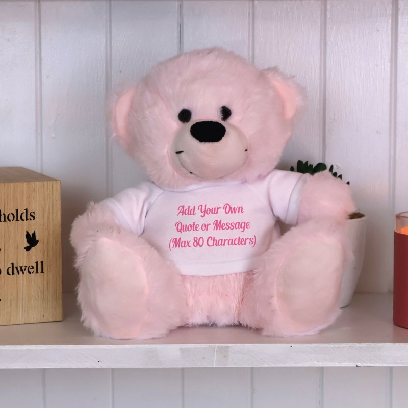 Custom Text T-Shirt Bear - Light Pink