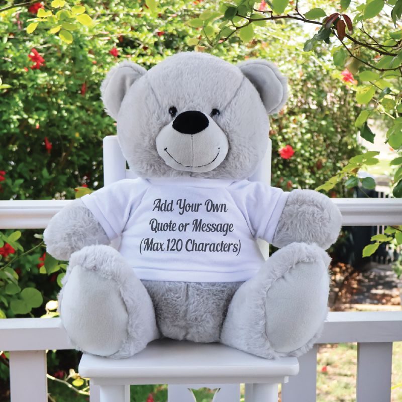 Custom Text Message Bear 40cm Grey